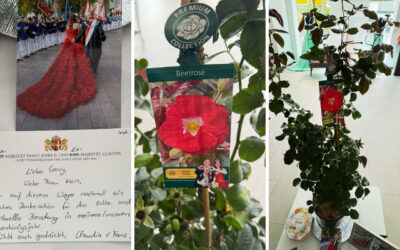 Ein Dankeschön mit Rosen: Claudia und Franz Josef Odendahl sagen noch einmal Danke
